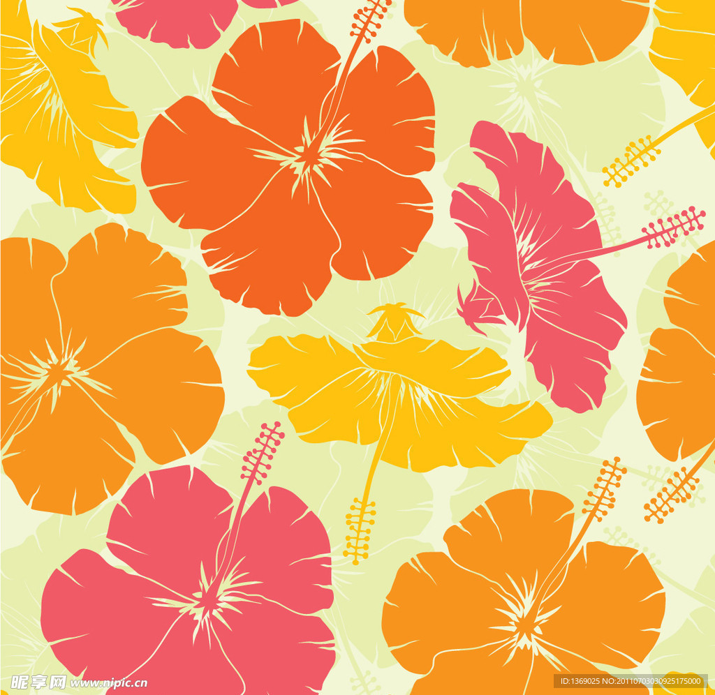 矢量四叶草花纹