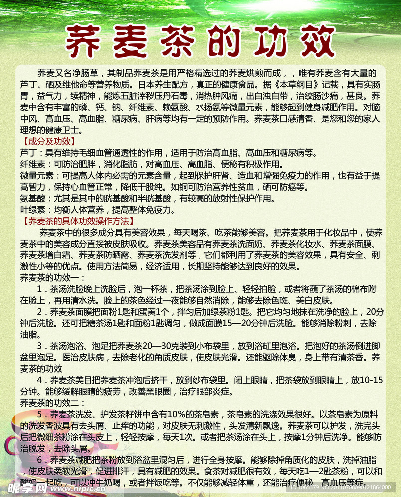 荞麦茶的功效