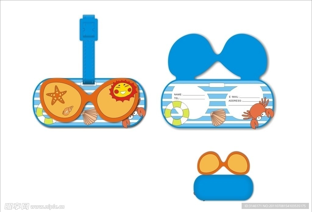 海滩行李吊牌 太阳镜
