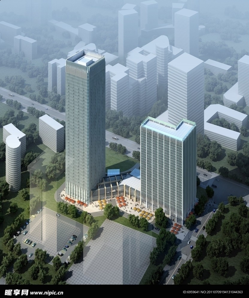 建筑鸟瞰效果图