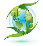 绿色环保生态舞蹈人物 地球