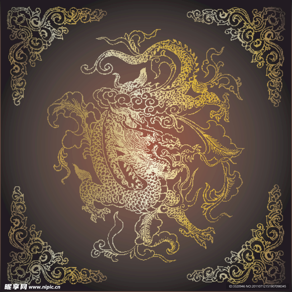 中国龙纹花纹