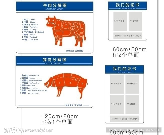 猪牛肉分割图