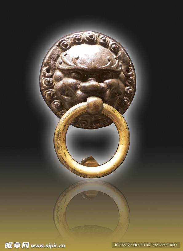 胡雪岩故居传统狮头紫铜门环