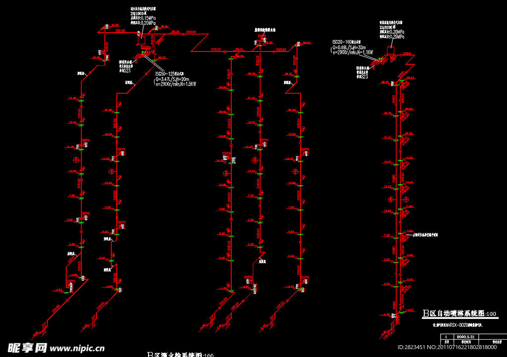 B区消火栓 自动喷淋系统图