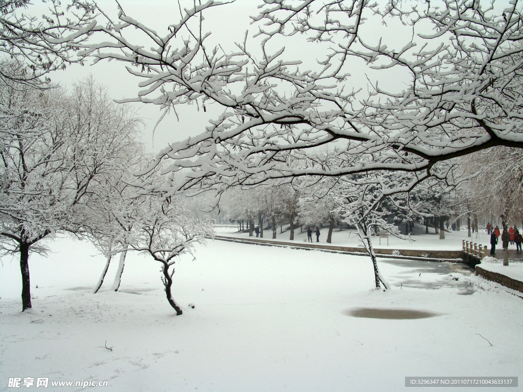 公园雪景