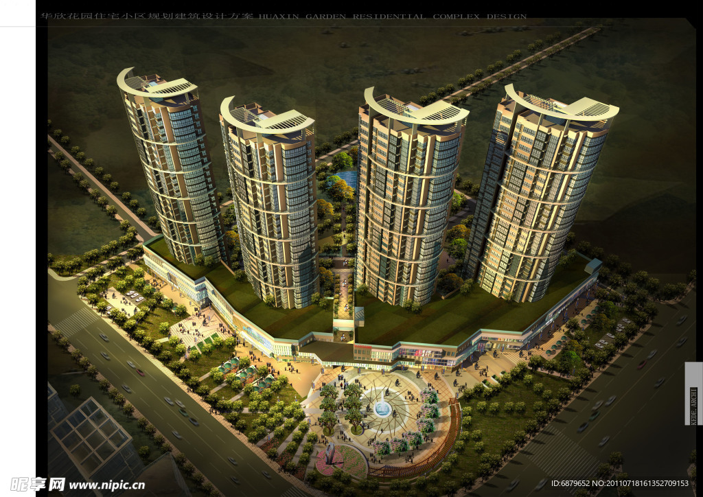 华欣花园鸟瞰夜景