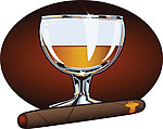 雪茄和酒杯