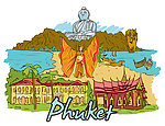 手绘泰国普吉岛旅游圣地