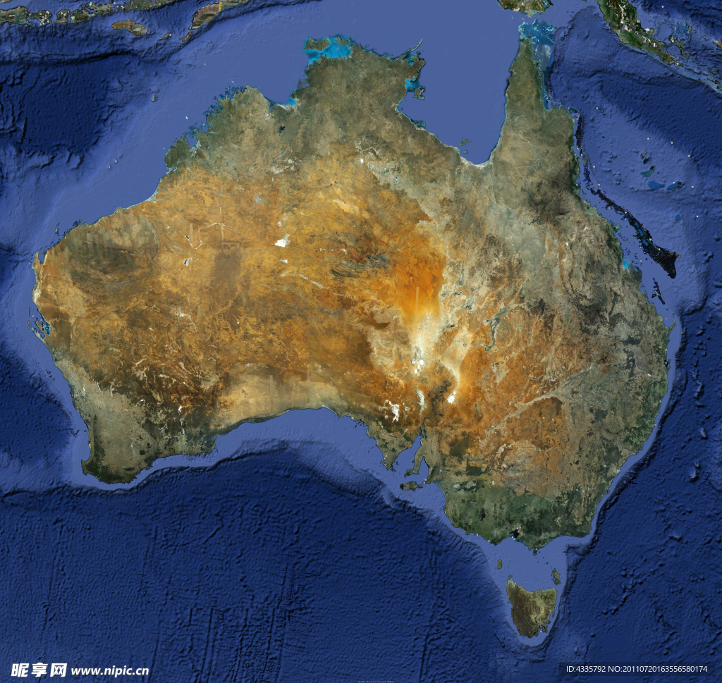 澳大利亚卫星遥感图