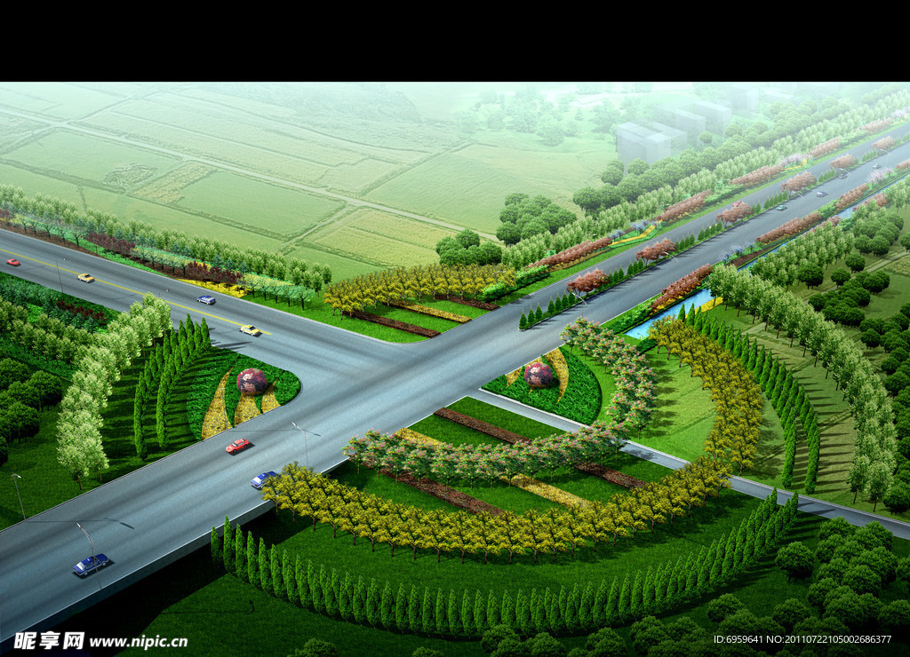 道路绿化效果图