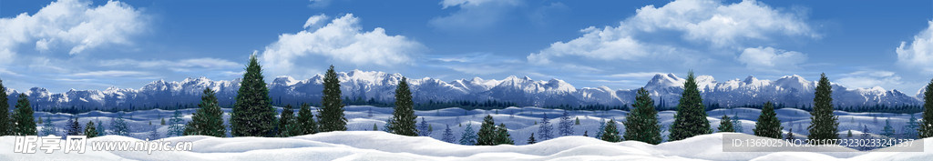 宽幅全景冬日雪景图