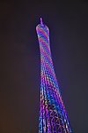 虹光渐变螺旋夜塔