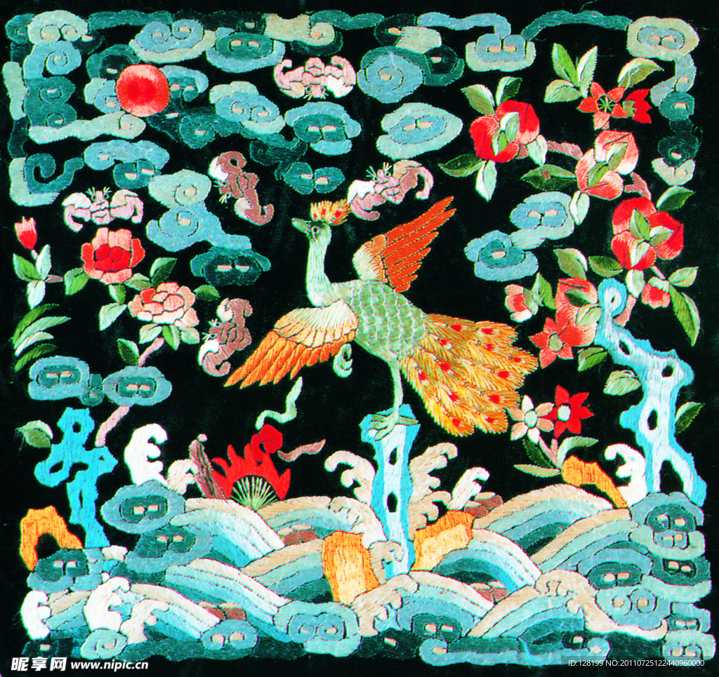 孔雀图 海浪