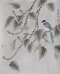 马为超工笔花鸟画之灰喜鹊