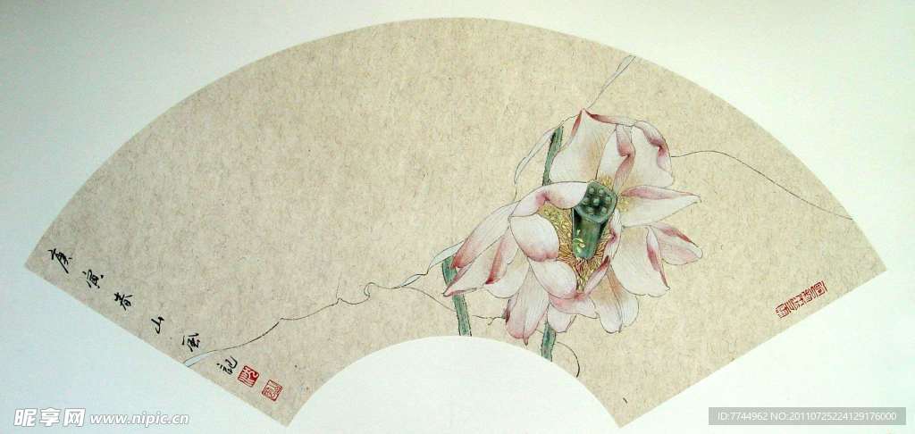 工笔花鸟扇面