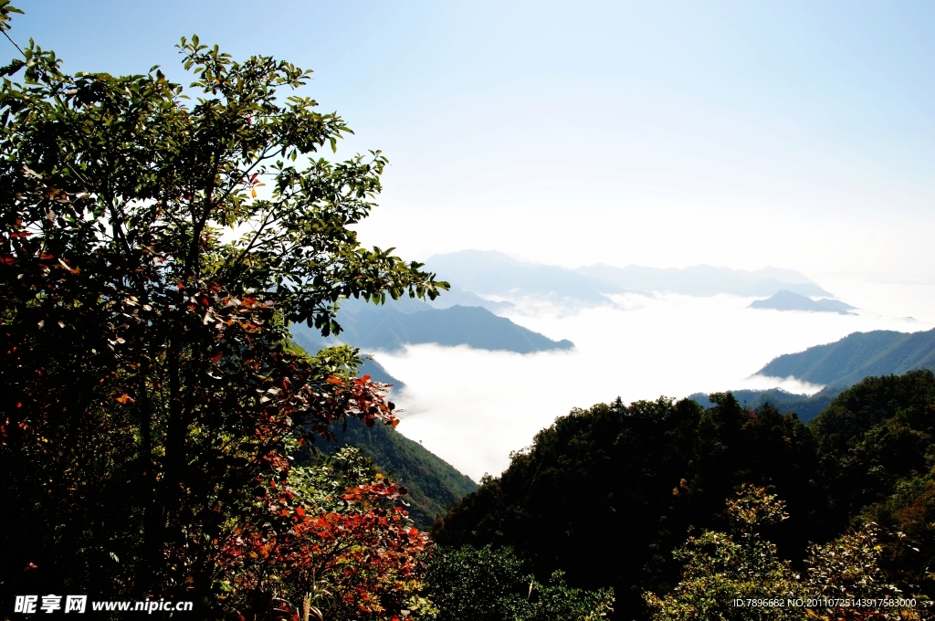 镇安塔云山 秋山晨雾