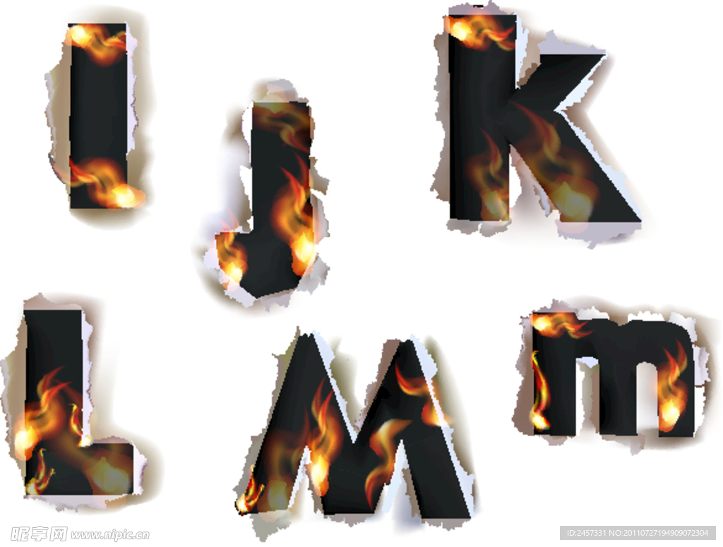 撕纸燃烧火焰字母