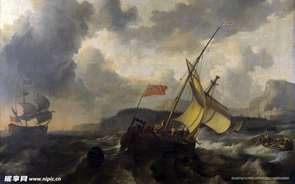 古典欧式船景油画