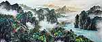 国画春景山水画