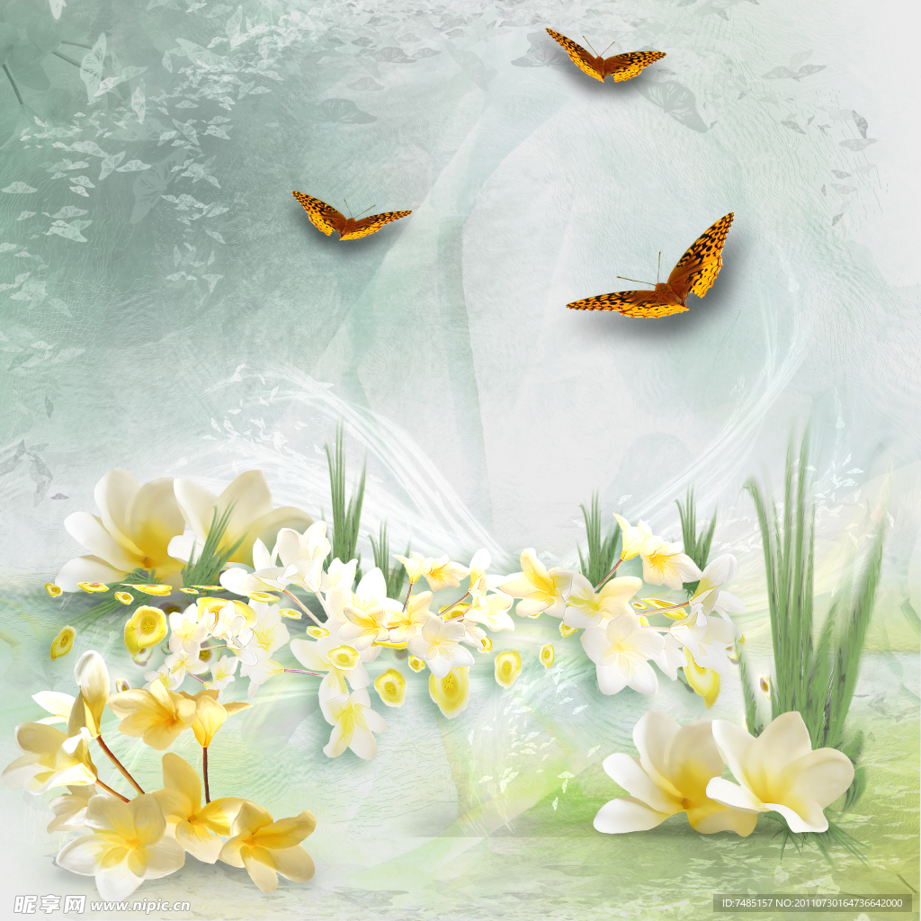 花朵蝴蝶相框