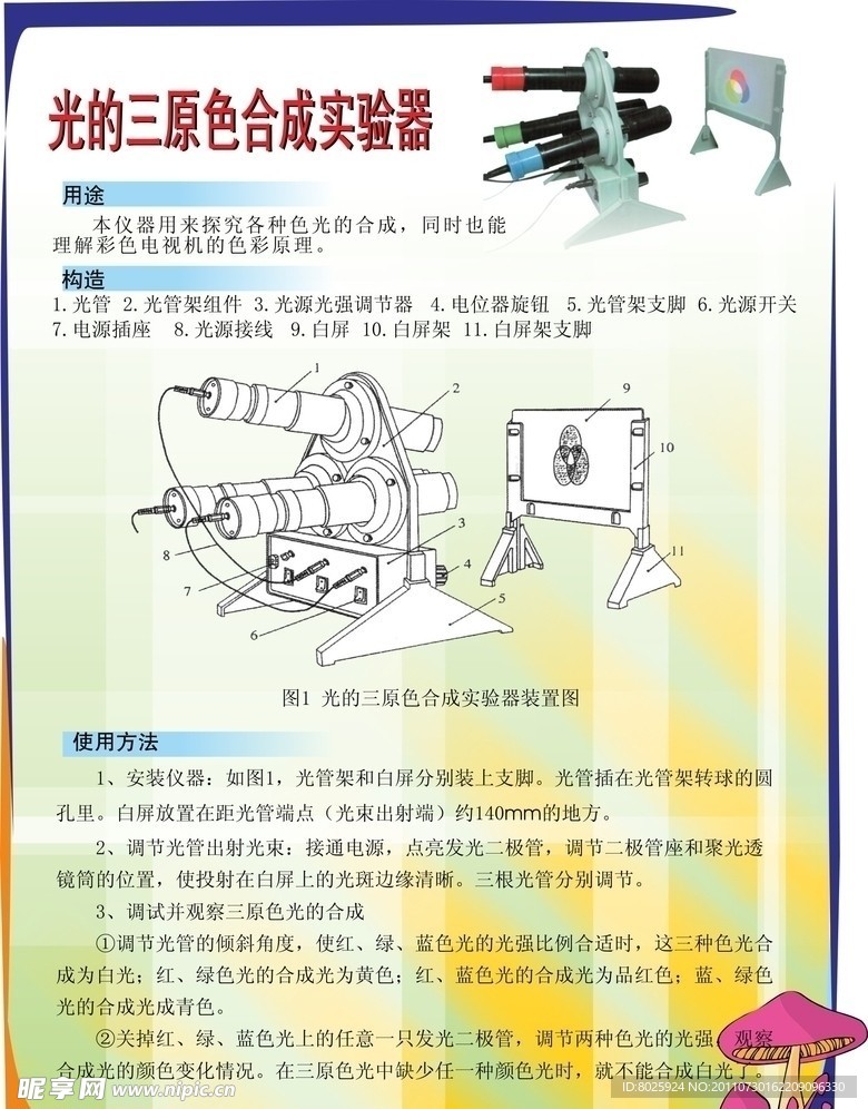 光的三原色合成演示仪