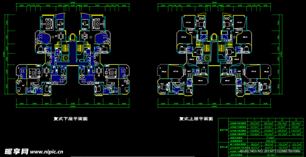复式上下层平面图