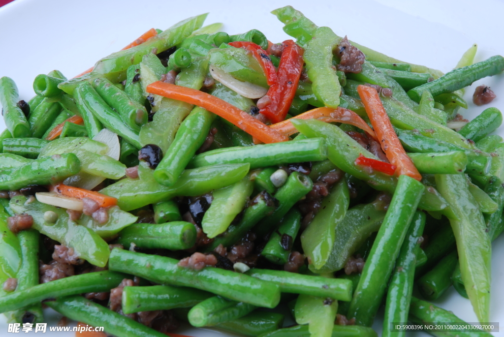 榄菜肉松炒豆角