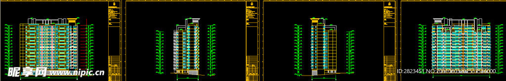 住宅楼立面侧面图