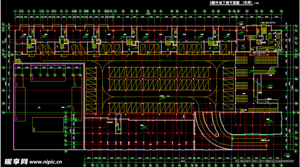 半地下层车库平面图