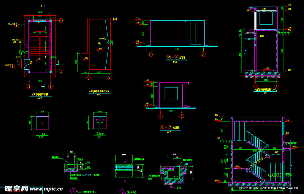 水泵房楼梯 排水沟 集水坑详图