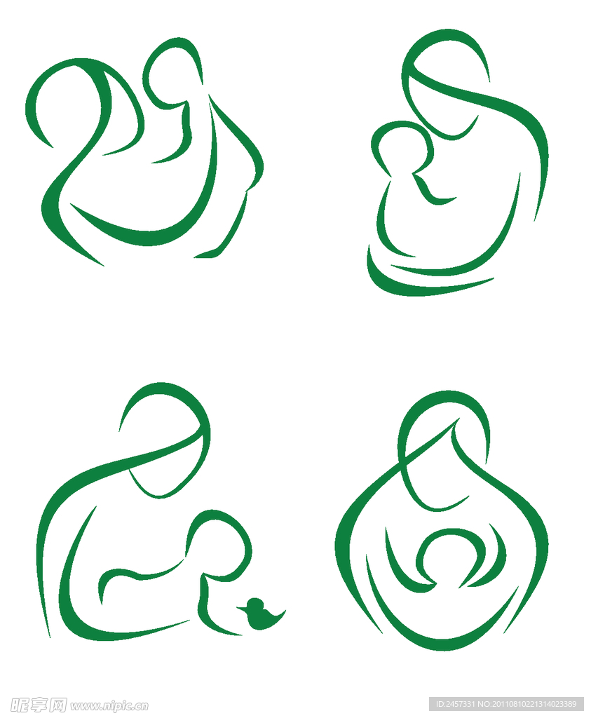 手绘妈妈和婴儿宝宝草图