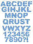 蓝色水珠水滴字母数字