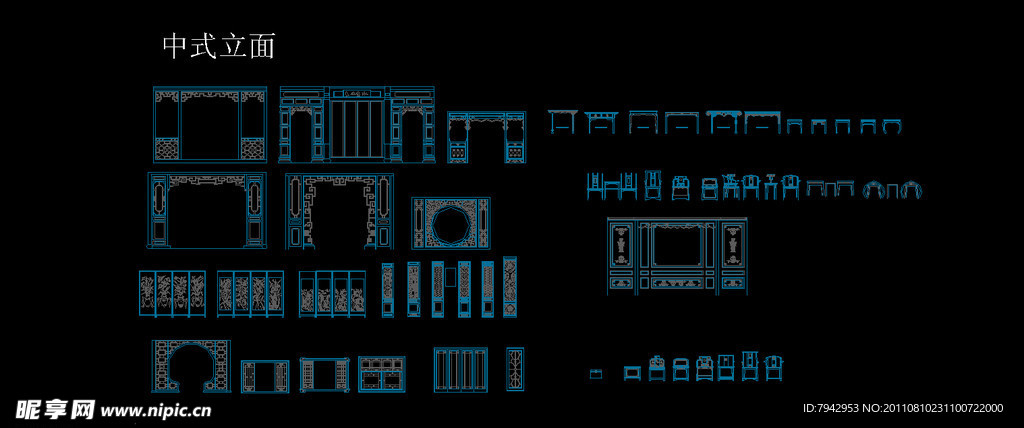 cad中式家具立面图