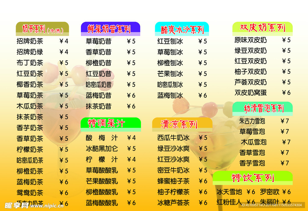 价目表