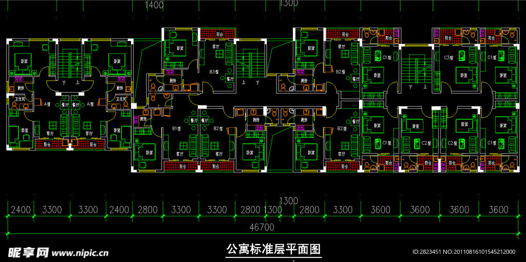 公寓标准层平面图