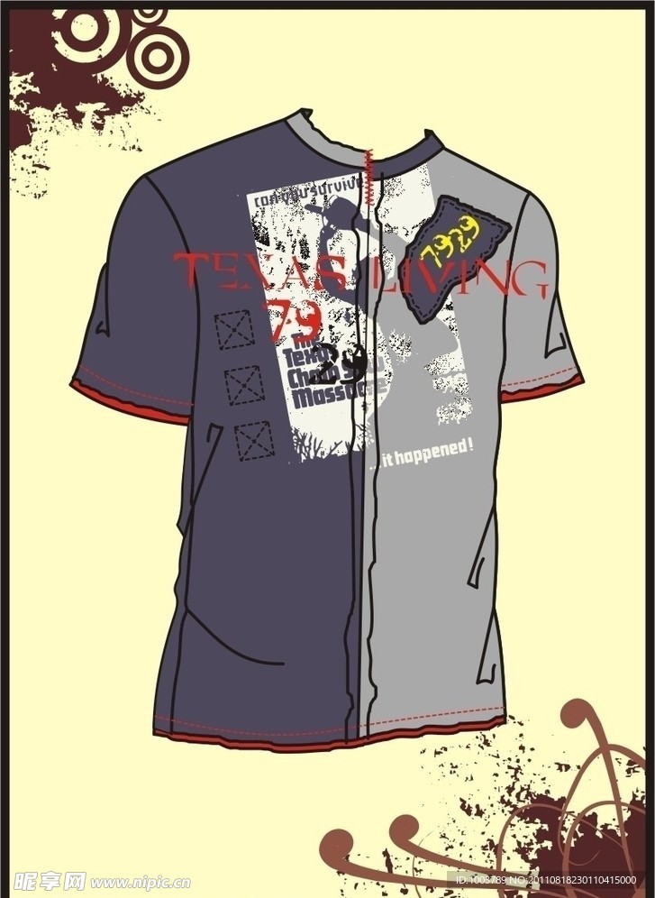 男装 T shirt 印花设计 人物怀旧剪影
