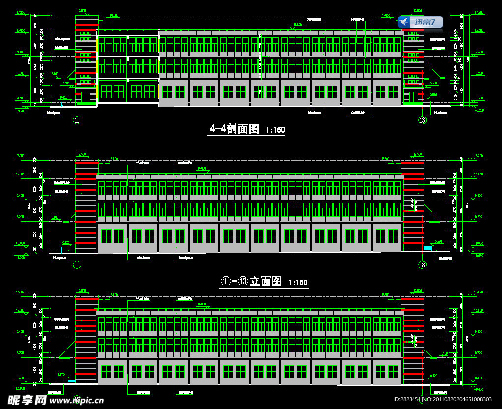 B1B2型厂房立剖面