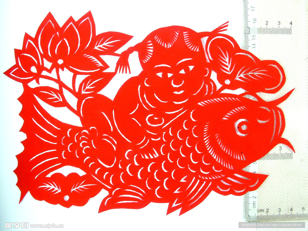 中国民间剪纸 连年有余