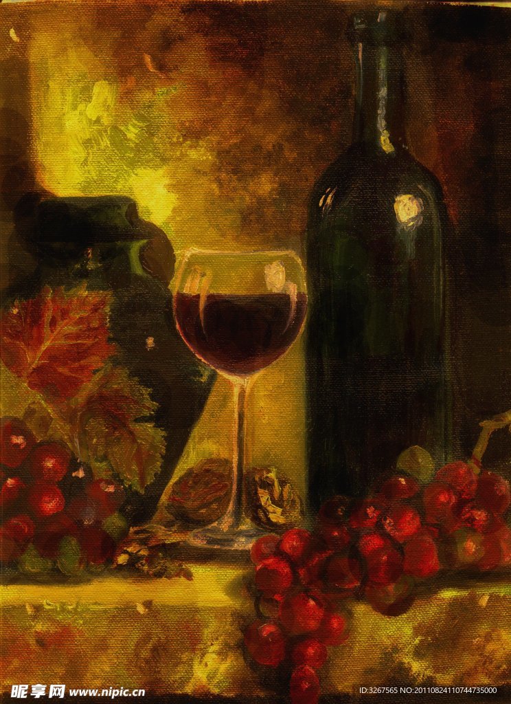葡萄酒油画