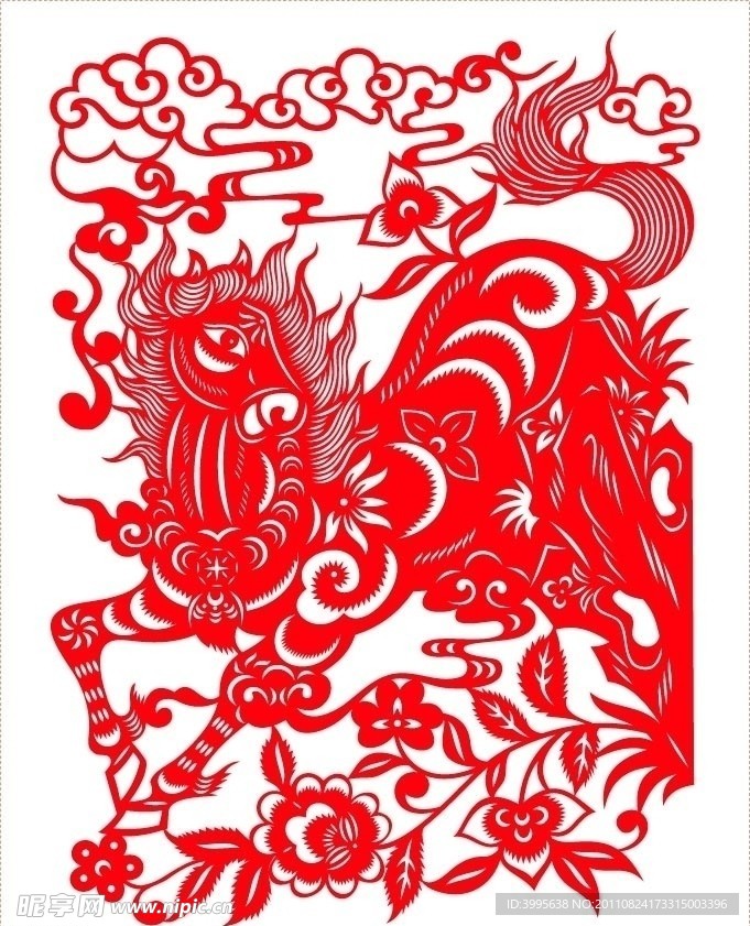 奔马剪纸