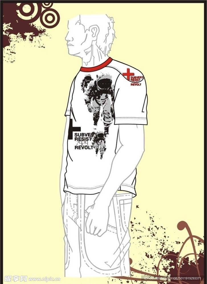 男装 T shirt 印花设计 太空员