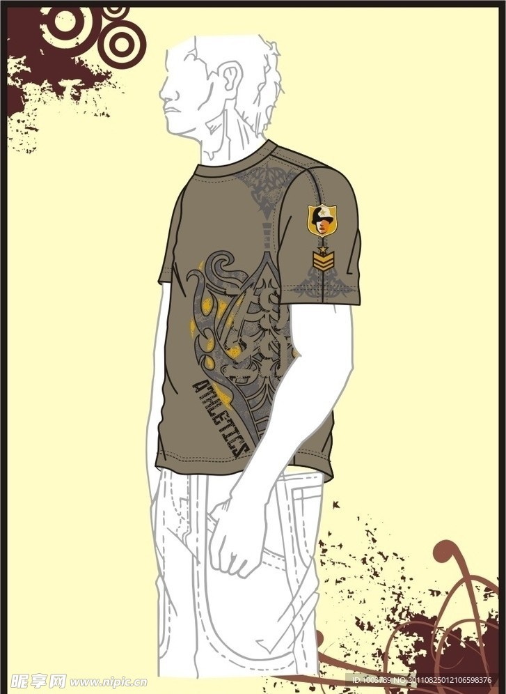 男装 T shirt 印花设计 大刺青图腾