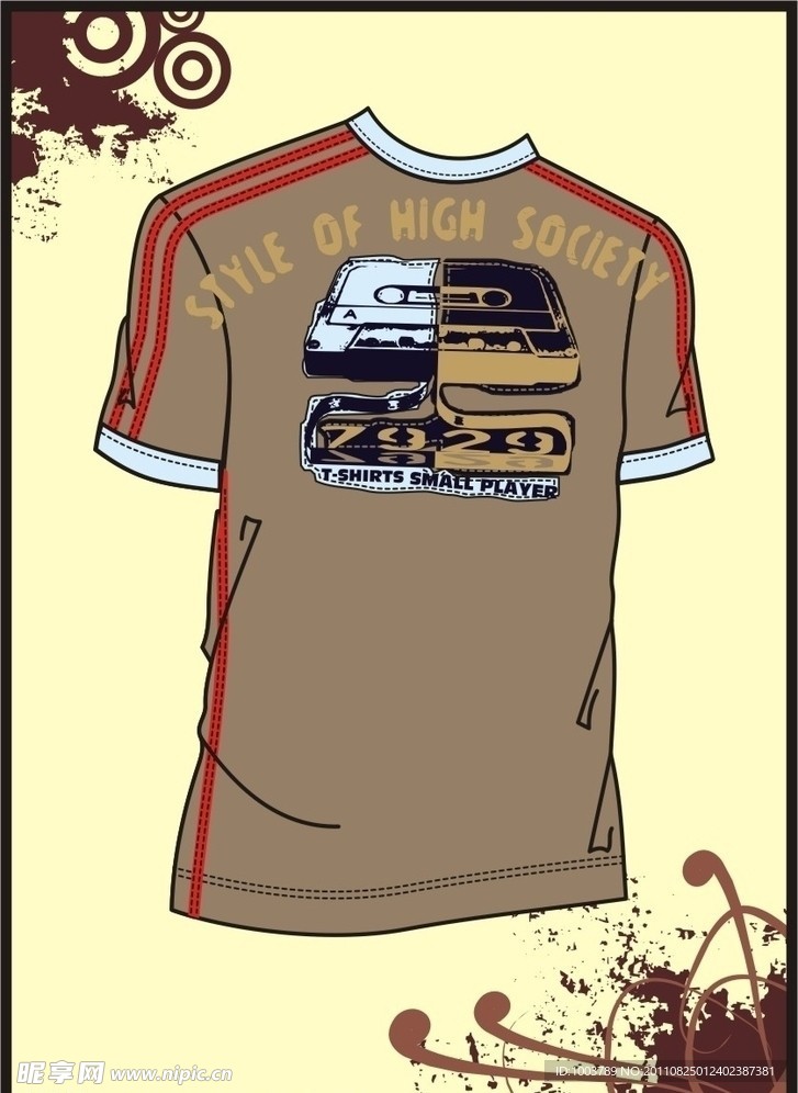 男装 T shirt 印花设计 录音带
