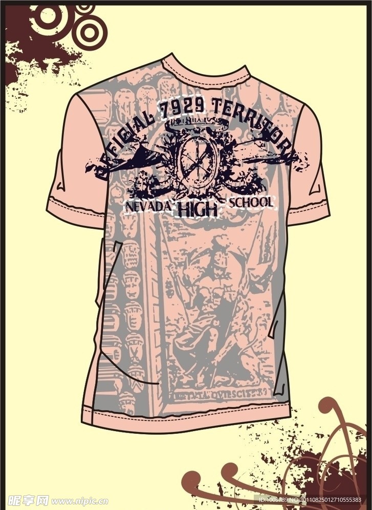男装 T shirt 印花设计 罗马战神图腾