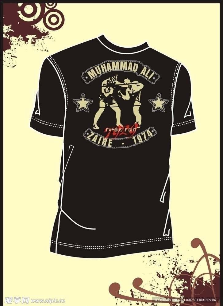 男装 T shirt 印花设计 拳击运动比赛