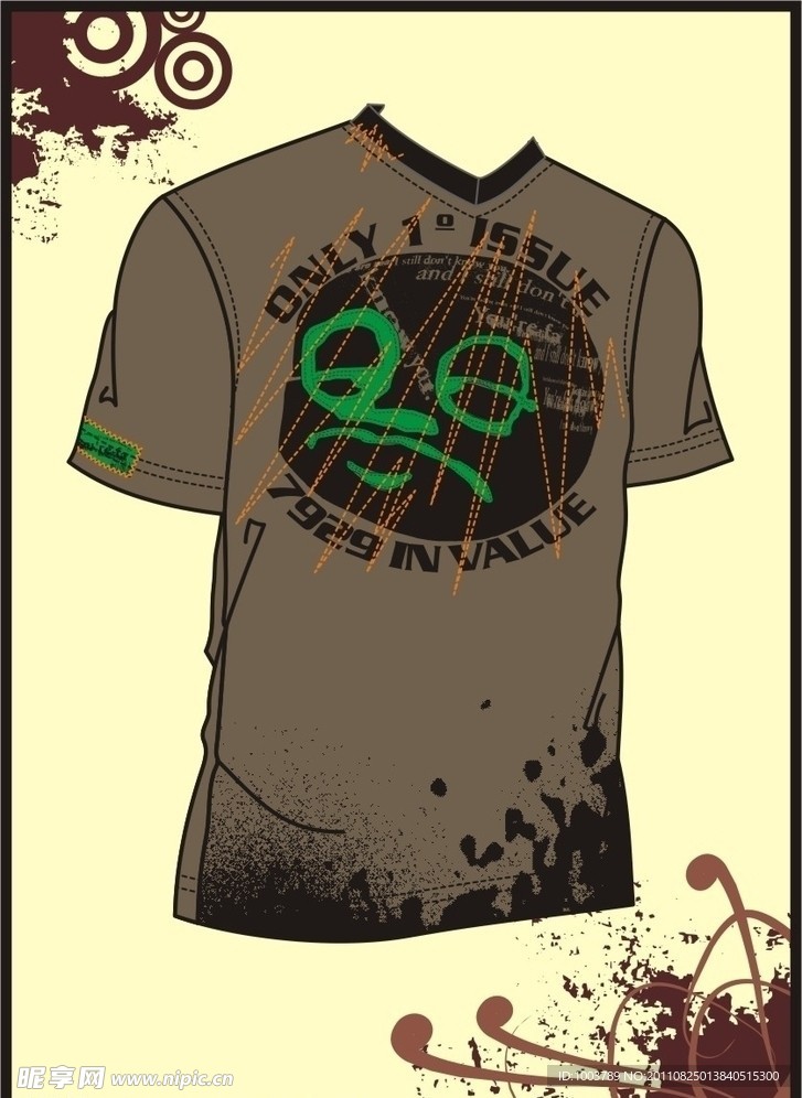 男装 T shirt 印花设计 人像压线