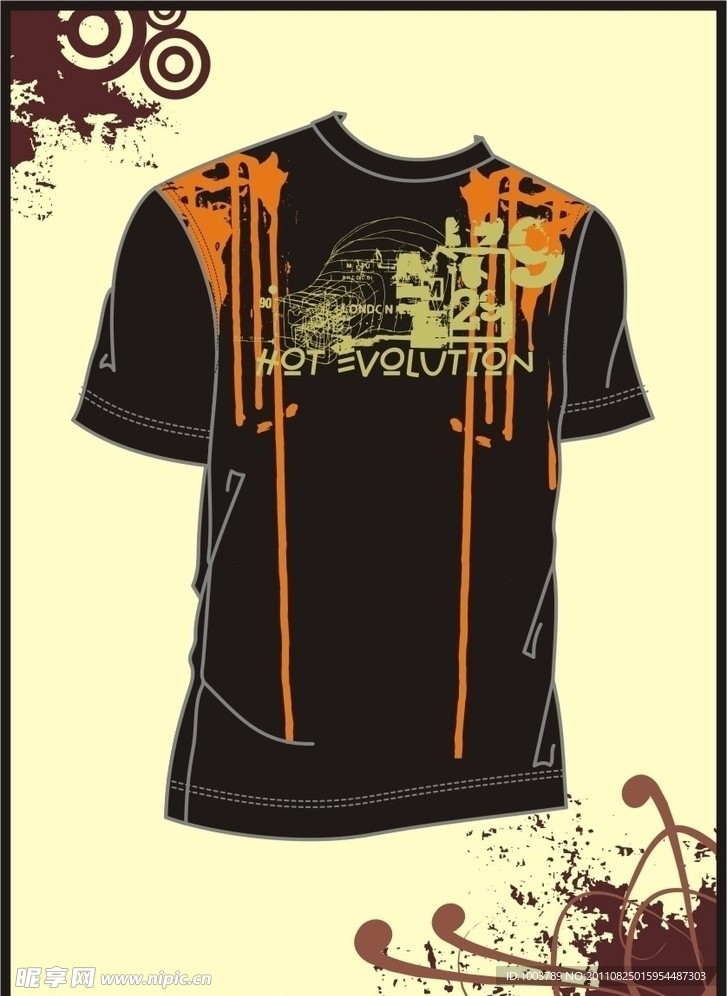 男装 T shirt 印花设计 数字公式概念
