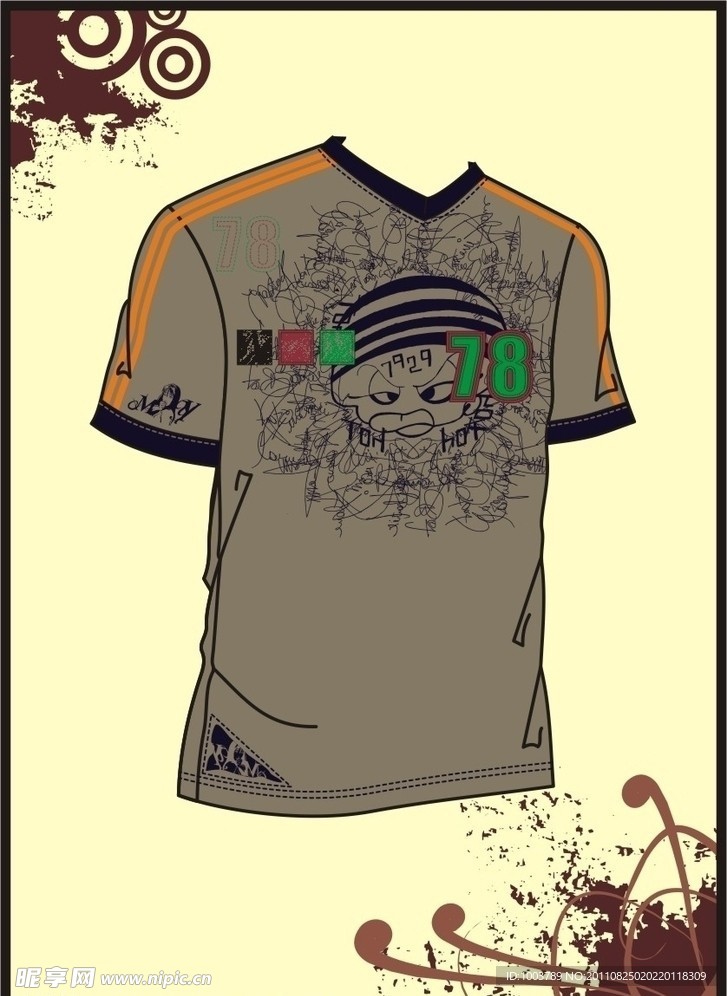 男装 T shirt 印花设计 造型人像