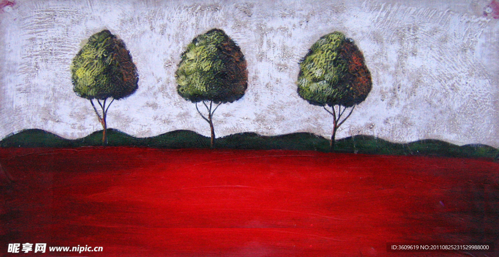 抽象树油画